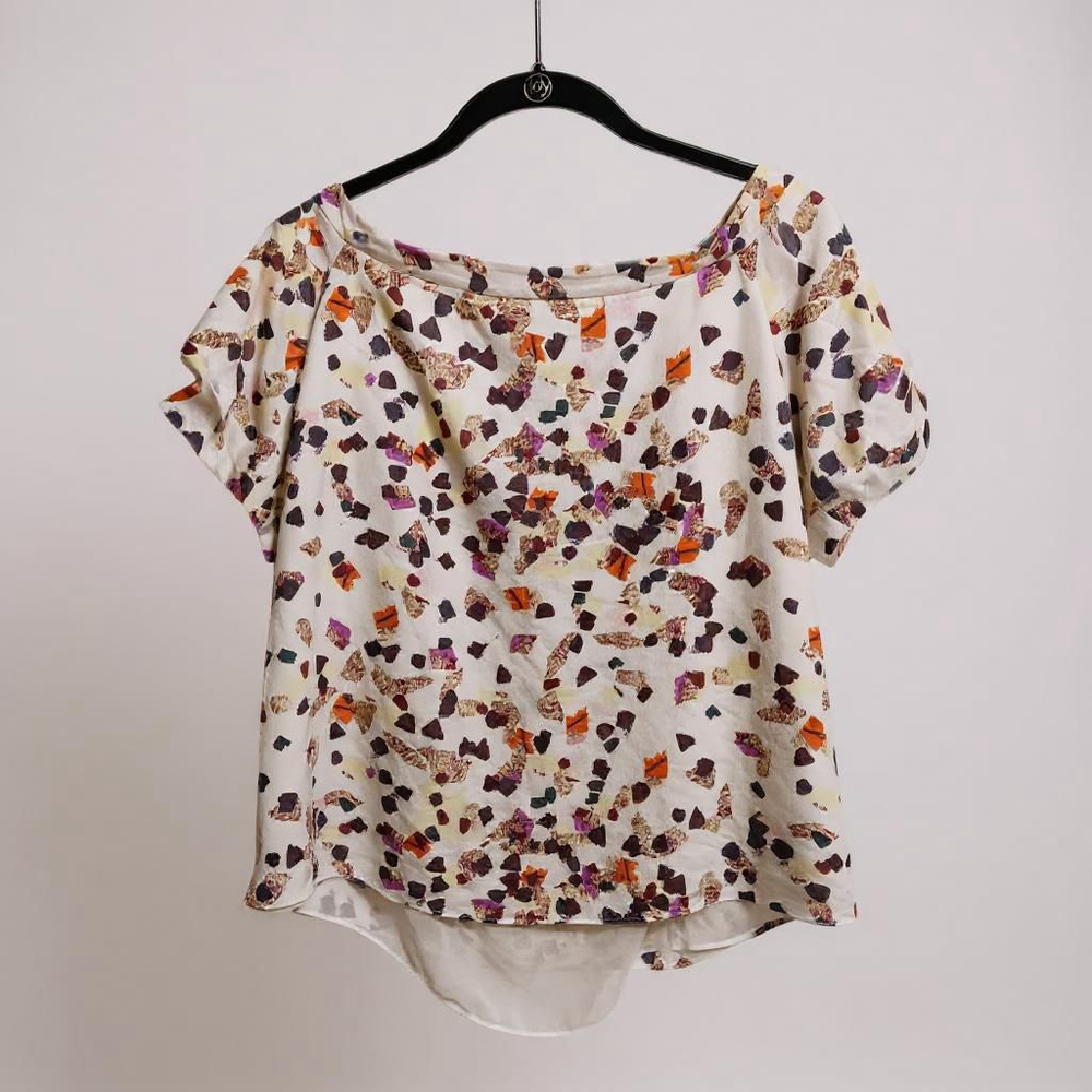 Cooper & Ella Off Shoulder Confetti Print Blouse with Back Bow Detail